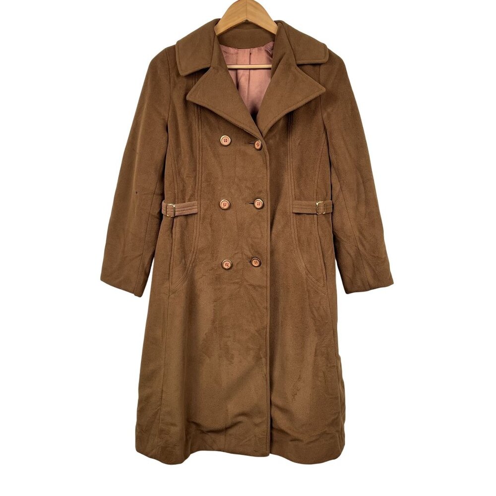 Vintage Susan Lynn Peacoat Womens 8 Double Breasted Brown Lined